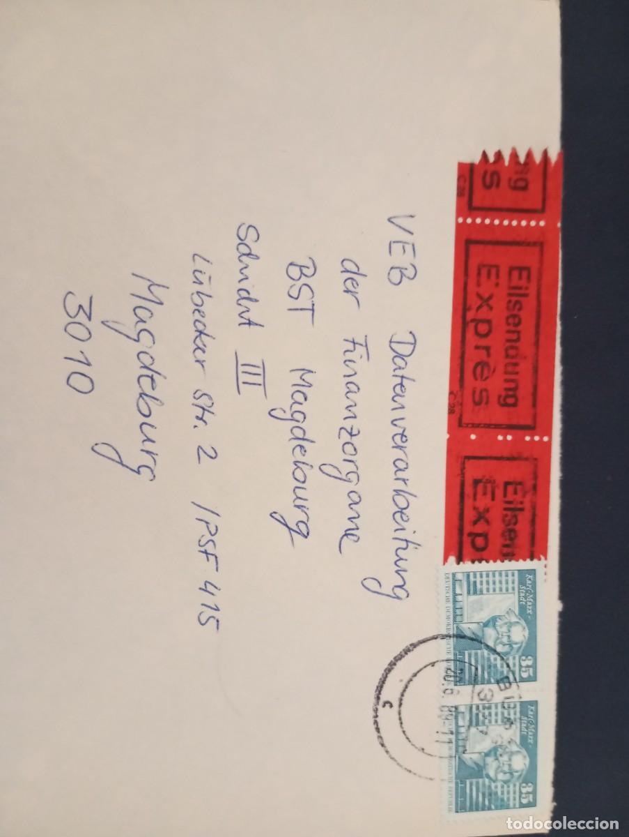 Sellos: ALEMANIA ORIENTAL, 1989, SOBRE DE CORRESPONDENCIA URGENTE DE NEDLITZ A MAGDEBURGO