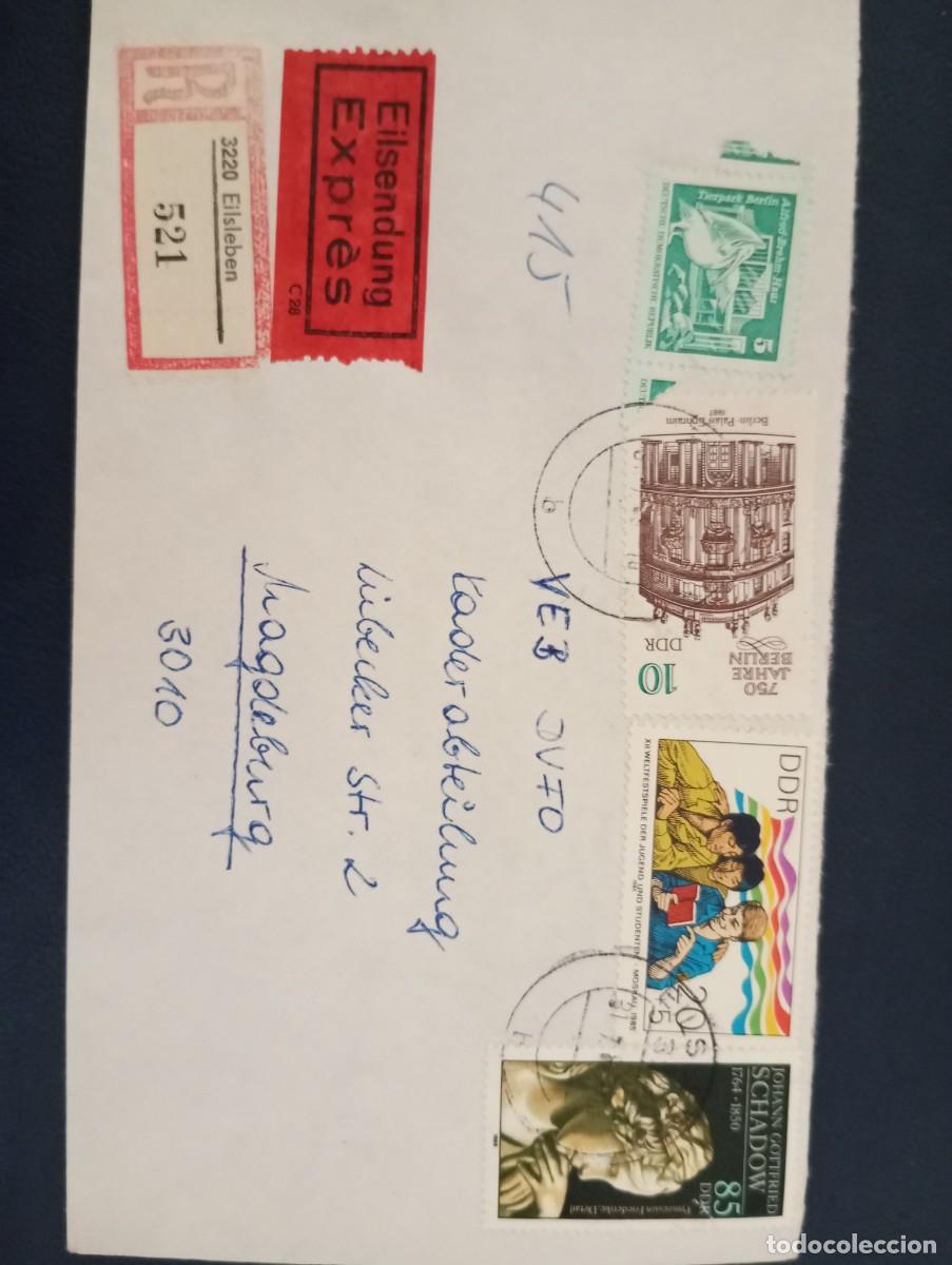 Sellos: ALEMANIA ORIENTAL, 1989, SOBRE DE CORRESPONDENCIA CERTIFICADO URGENTE