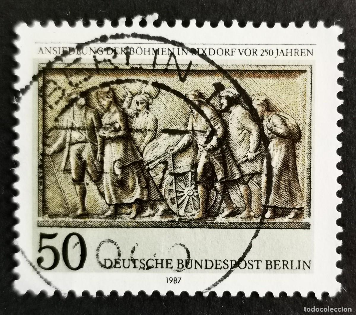 Sellos: Sello Alemania Berl&iacute;n 1987,'Refugiados de Bohemia' monumento rey Guillermo, 50 Pf. Michel: DE-BE 784