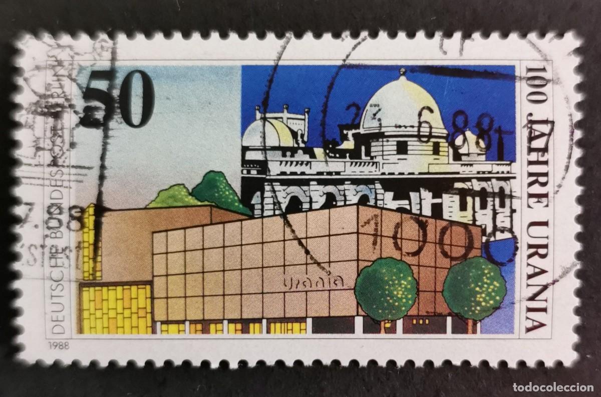 Sellos: Sello Alemania Berl&iacute;n 1988, Edificio Urania con observatorio y planetario, 50 Pf. Michel: DE-BE 804