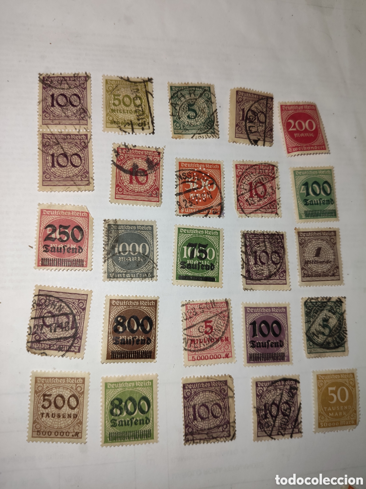 Sellos: 25 Sellos alemanes Deutches Reich hiperinflaci&oacute;n 1923 usados