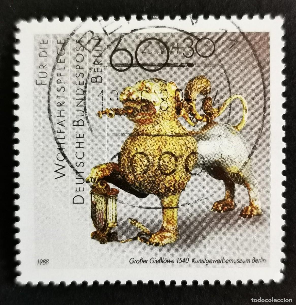 Sellos: Sello Alemania Berl&iacute;n 1988, Jarra con forma de le&oacute;n del siglo XVI (1540), 60 Pf. Michel: DE-BE 819