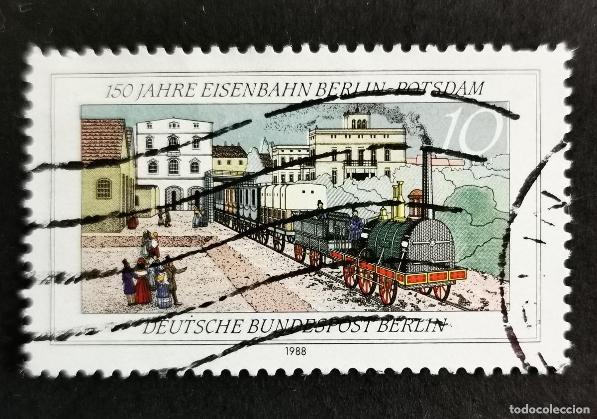 Sellos: Sello Alemania Berl&iacute;n 1988, Estaci&oacute;n de tren de Potsdam, Berl&iacute;n (1838), 10 Pf. Michel: DE-BE 822
