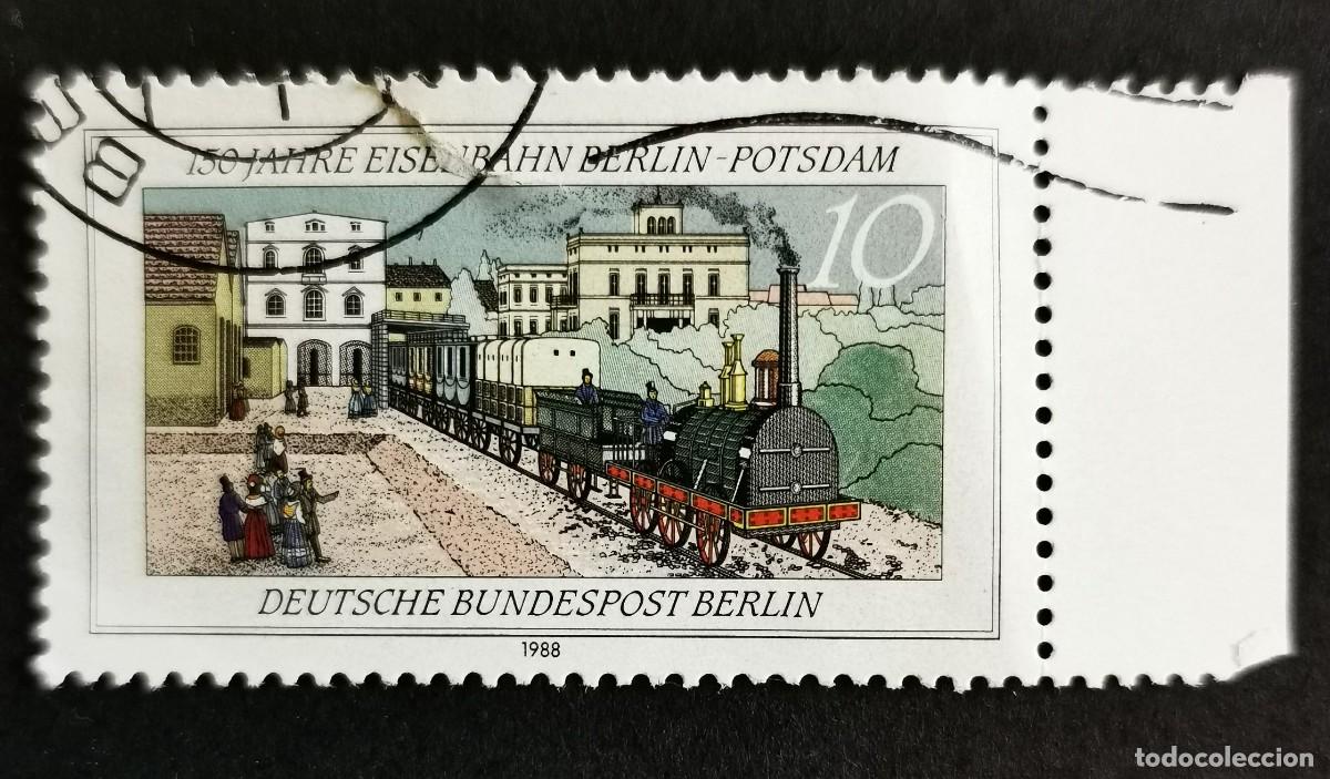 Sellos: Sello Alemania Berl&iacute;n 1988, Estaci&oacute;n de tren de Potsdam, Berl&iacute;n (1838), 10 Pf. Michel: DE-BE 822