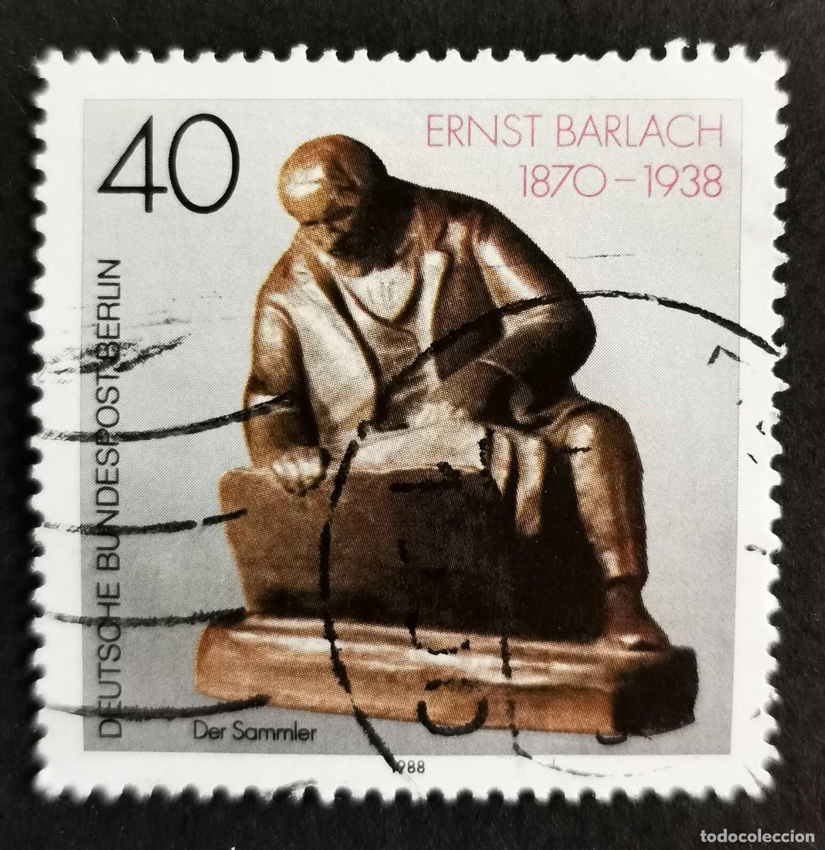 Sellos: Sello Alemania Berl&iacute;n 1988, Escultura de bronce - &rdquo;El Coleccionista&rdquo;, 40 Pf. Michel: DE-BE 823