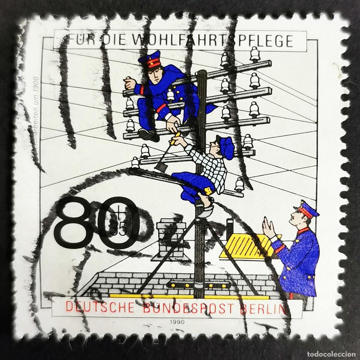 Sellos: Sello Alemania Berl&iacute;n 1990, El tel&eacute;fono funciona (aprox. 1900), 80 Pf. Michel: DE-BE 877