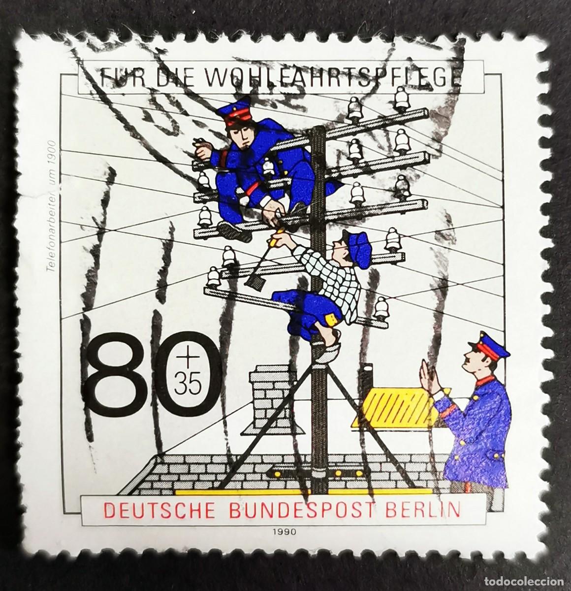 Sellos: Sello Alemania Berl&iacute;n 1990, El tel&eacute;fono funciona (aprox. 1900), 80 Pf. Michel: DE-BE 877