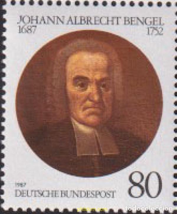 Sellos: 150329 MNH ALEMANIA FEDERAL 1987 300 ANIVERSARIO DEL NACIMIENTO DEL TEOLOGO JOHANN ALBRECHT BENGEL