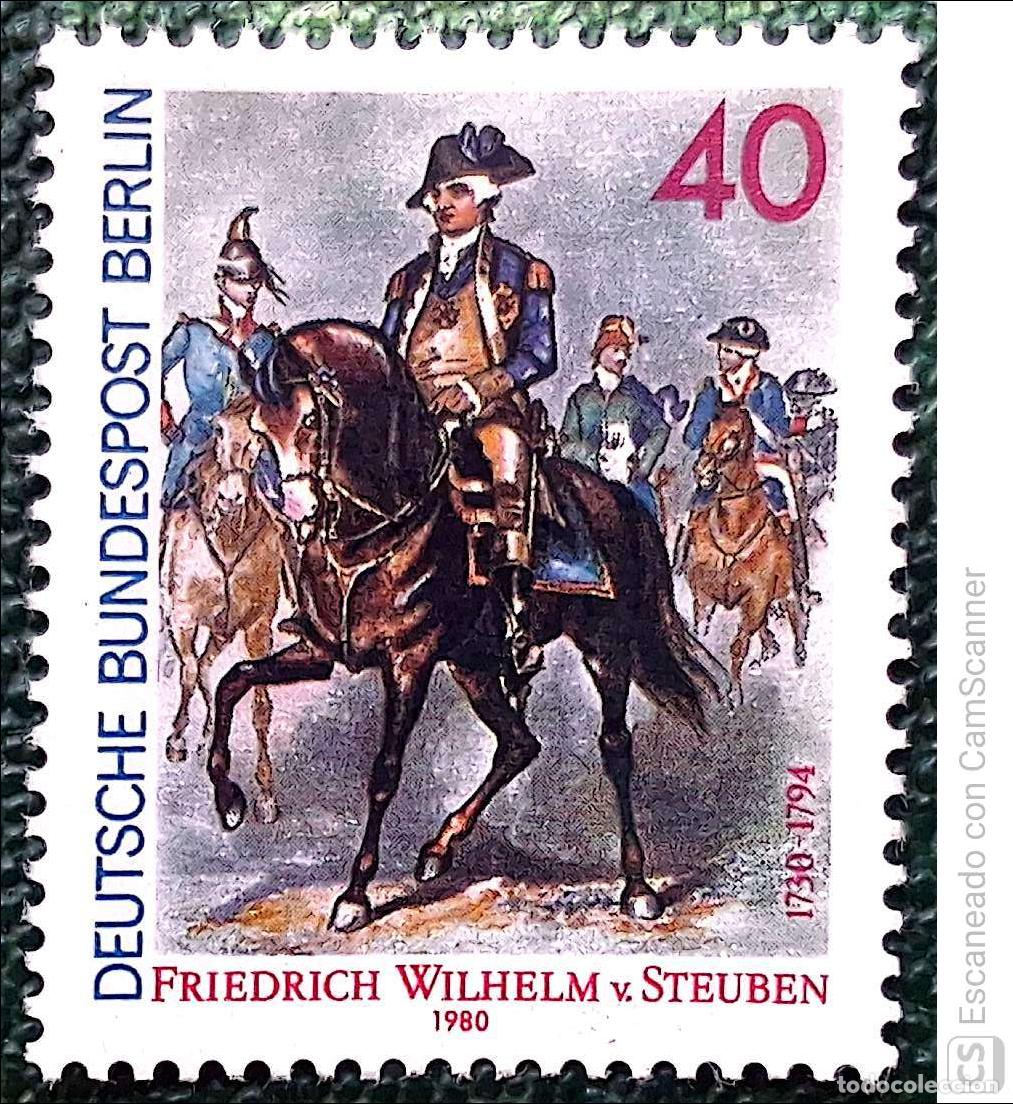 Sellos: Berl&iacute;n. 589 Aniversario nacimiento del general Friedrich Wilhelm von Steuben. 1980. Sellos nuevos y