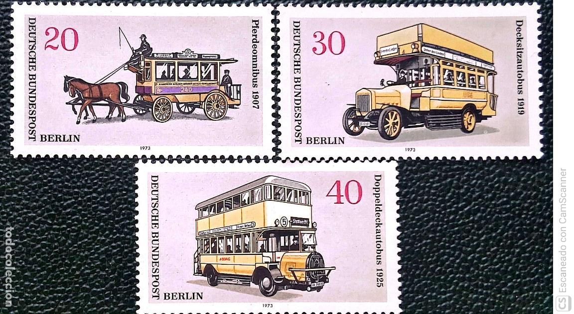Sellos: Berl&iacute;n. 411/13 Transportes berlineses: Hipom&oacute;vil, autobuses. 1973. Sellos nuevos y numeraci&oacute;n Yvert.