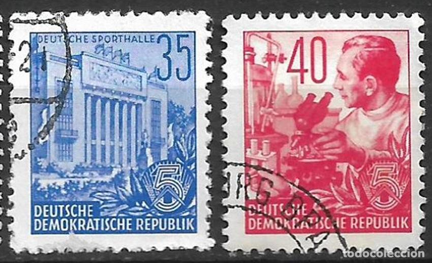 Sellos: alemania ddr 1953 michel 374/375 usado 14&euro;- 1/10
