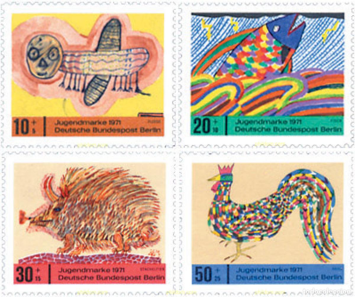 Sellos: 131040 MNH ALEMANIA. Berl&iacute;n 1971 PRO JUVENTUD. DIBUJOS INFANTILES