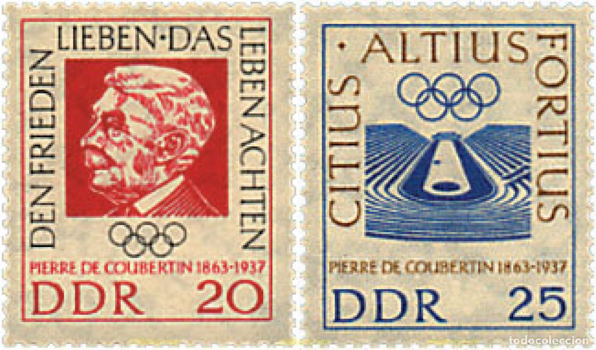 Sellos: 64490 MNH ALEMANIA DEMOCRATICA 1963 CENTENARIO DEL NACIMIENTO DEL BARON PIERRE DE COUBERTIN
