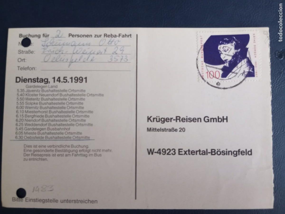 Sellos: ALEMANIA, 1990, TARJETA . KARHE DORSCH