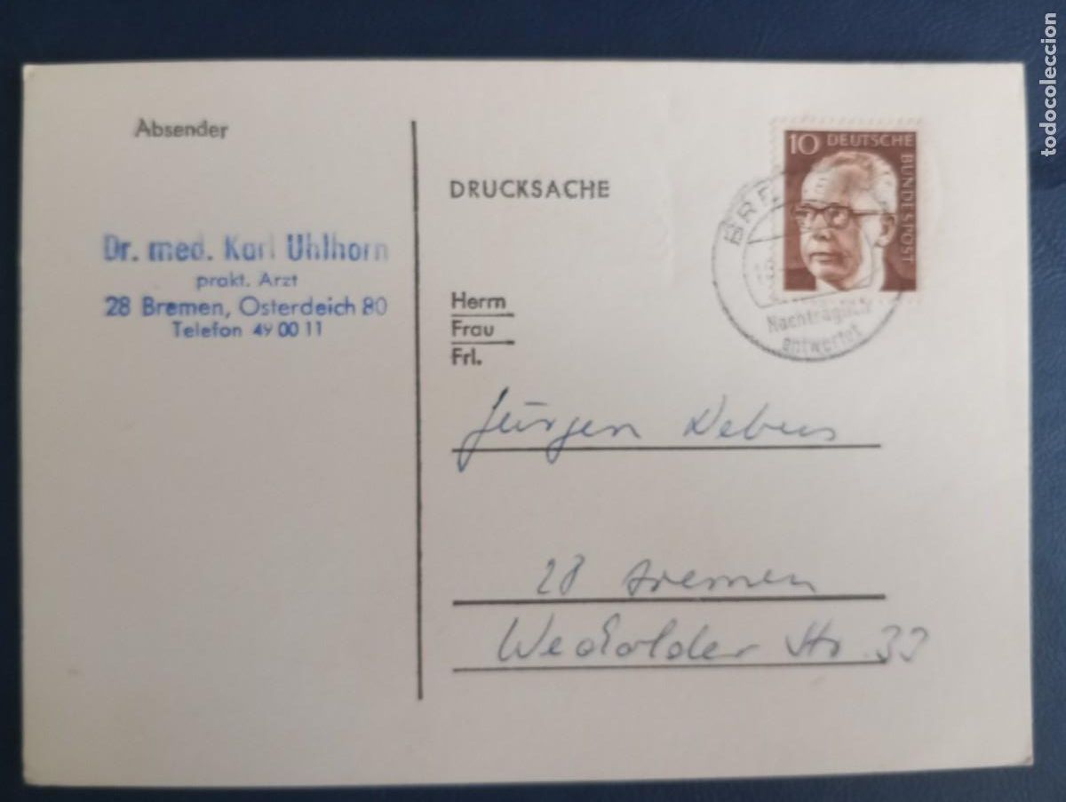 Sellos: ALEMANIA, 1971, IMPRESO, HEINEMANN