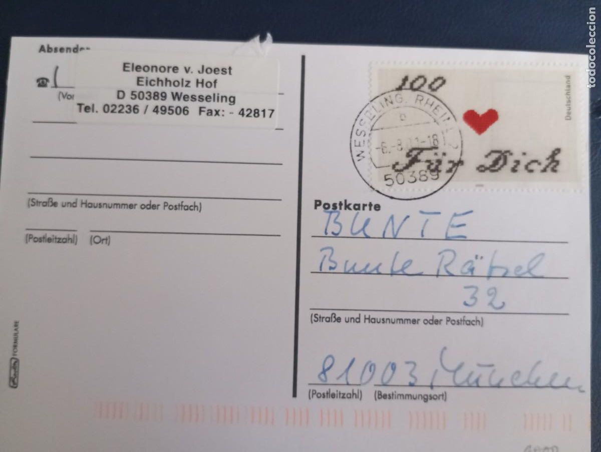 Sellos: ALEMANIA, 2001, POSTKARTE, SELLO DE AMISTAD