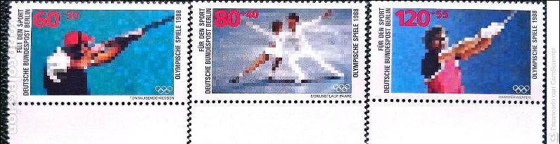 Sellos: Berl&iacute;n. 762/64 Pro deporte: Juegos Ol&iacute;mpicos :Tiro al foso ol&iacute;mpico, patinaje art&iacute;stico y lanzamient
