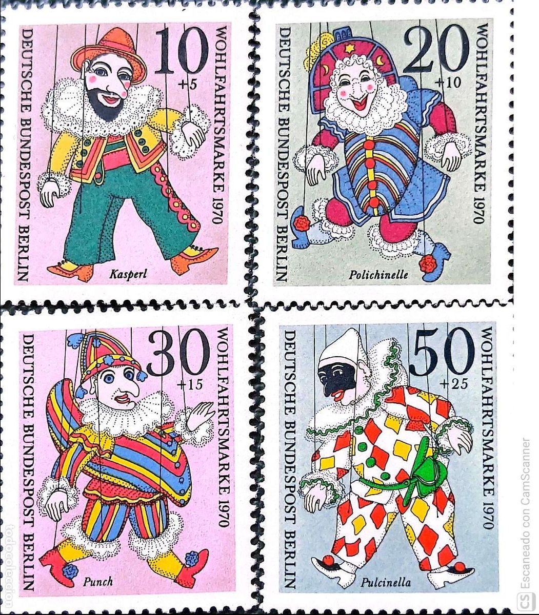 Sellos: Berl&iacute;n. 335/38 Marionetas. 1970. Sellos nuevos y numeraci&oacute;n Yvert.