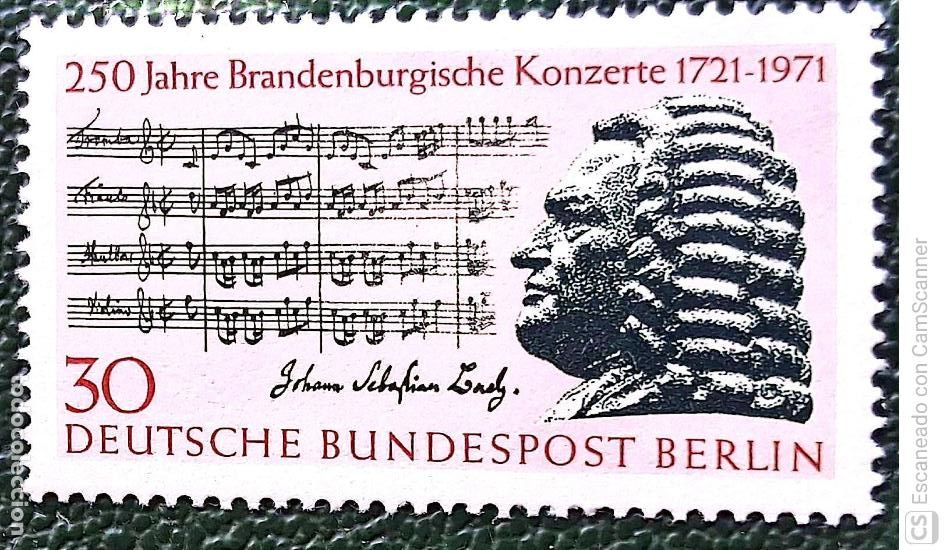 Sellos: Berl&iacute;n. 368 Aniversario de los Conciertos de Brandenburgo: J.S. Bach. 1971. Sellos nuevos y numera