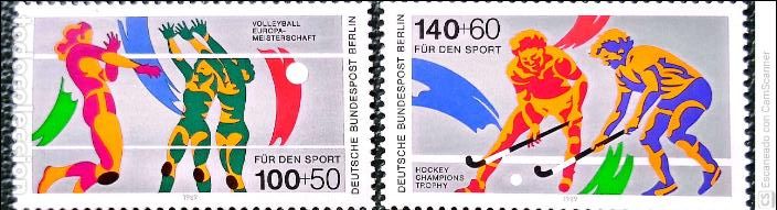 Sellos: Berl&iacute;n. 797/98 Pro deporte. Campeonato de Europa de voley y trofeo de los campeones de hockey sobre