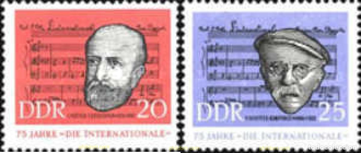 Sellos: 150591 MNH ALEMANIA DEMOCRATICA 1963 75 ANIVERSARIO DEL HIMNO COMUNISTA &rdquo;LA INTERNACIONAL&rdquo;