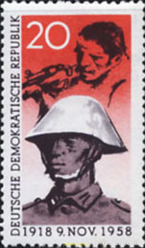 Sellos: 150532 MNH ALEMANIA DEMOCRATICA 1958 40 ANIVERSARIO DE LA REVOLUCION DEL 9 DE NOVIEMBRE DE 1918