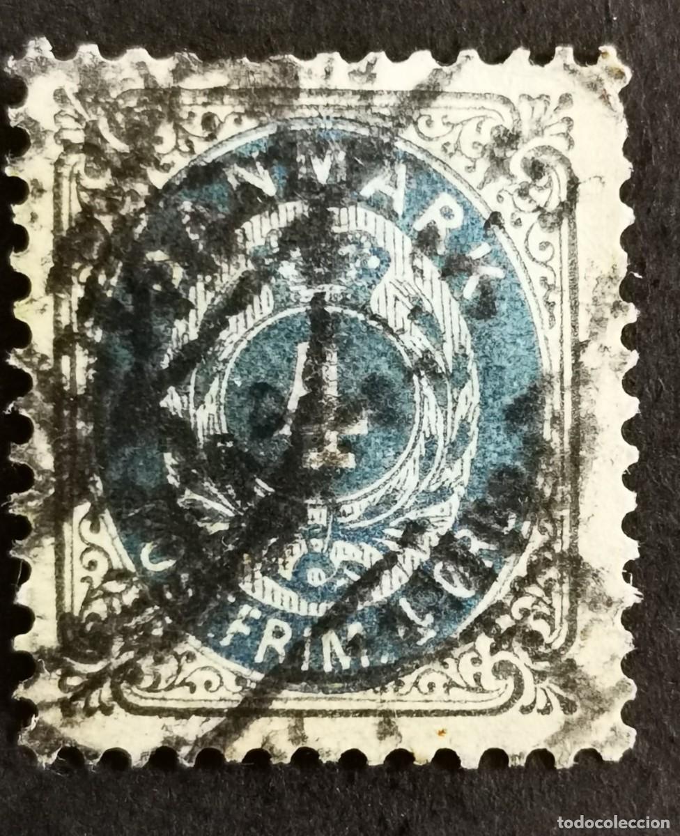 Sellos: Sello Dinamarca 1875, Marco II, wmk 1Y, perforaci&oacute;n 14X13&frac12;, azul ultramar,4 &oslash;re. Michel: DK 23IIYAa