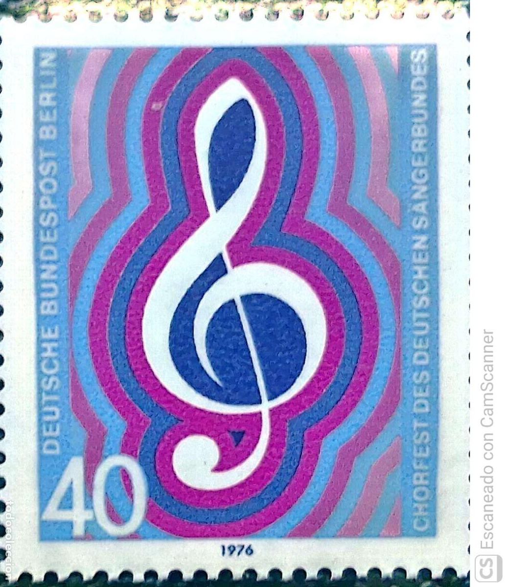 Sellos: Berl&iacute;n. 486 Fiesta coral: Nota musical. 1976. Sellos nuevos y numeraci&oacute;n Yvert.