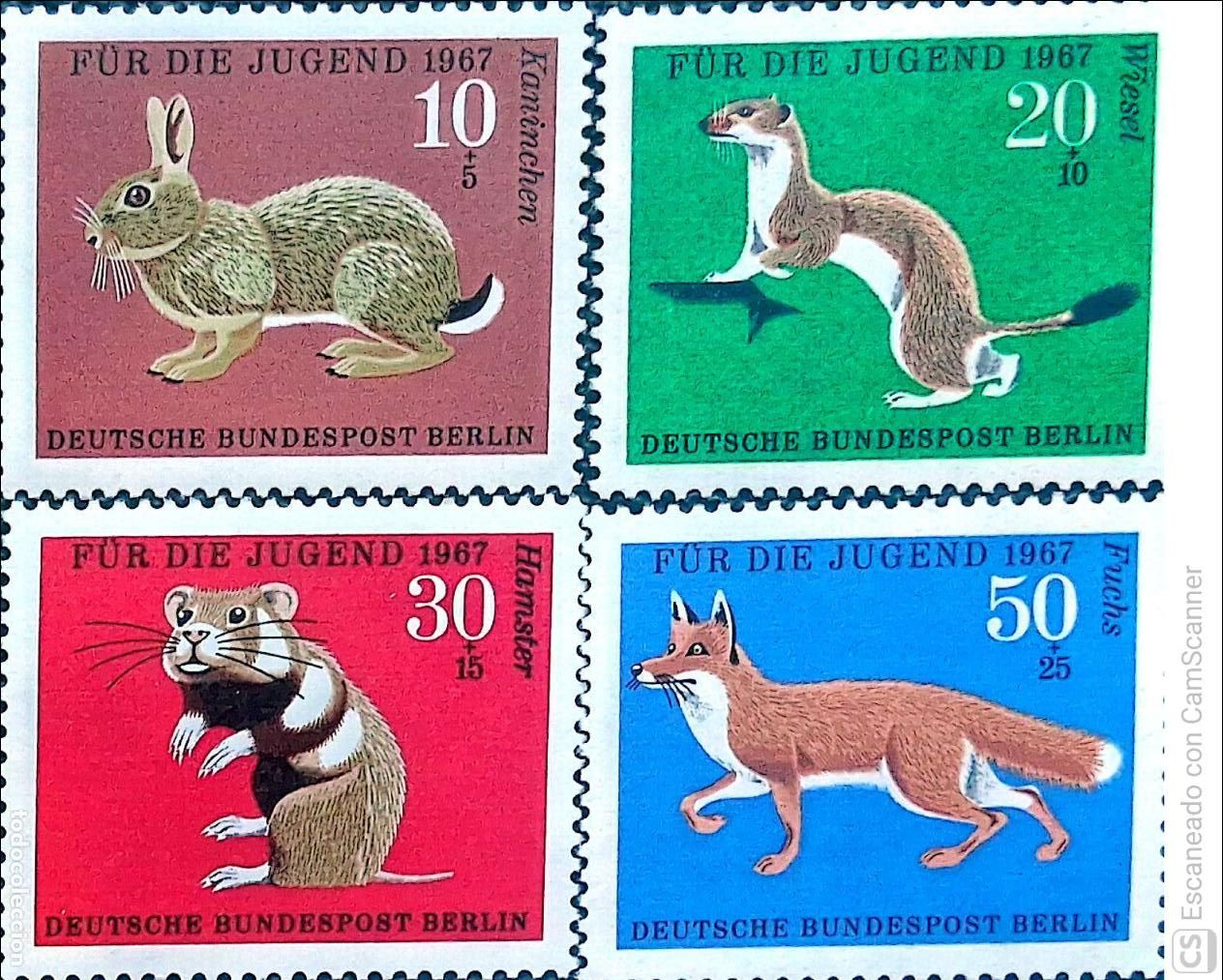 Sellos: Berl&iacute;n. 267/70 Animales peludos. 1967. Sellos nuevos y numeraci&oacute;n Yvert.