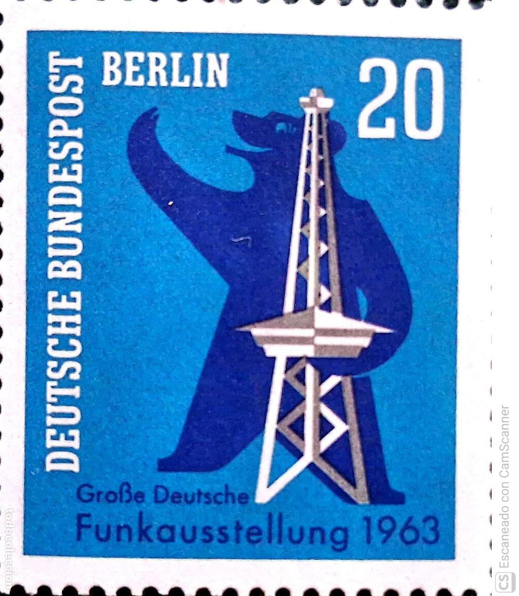 Sellos: Berl&iacute;n. 209 Exposici&oacute;n nacional de la radio: Antena y oso. 1963. Sellos nuevos y numeraci&oacute;n Yvert.