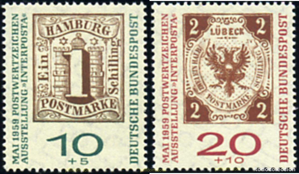 Sellos: 150069 MNH ALEMANIA FEDERAL 1959 INTERPOSTA 1959. EXPOSICION FILATELICA INTERNACIONAL DE HAMBURGO