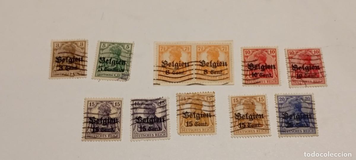 Sellos: LOTE DE 11 SELLOS DE LA OCUPACI&Oacute;N ALEMANA EN B&Eacute;LGICA DURANTE LA PRIMERA GUERRA MUNDIAL