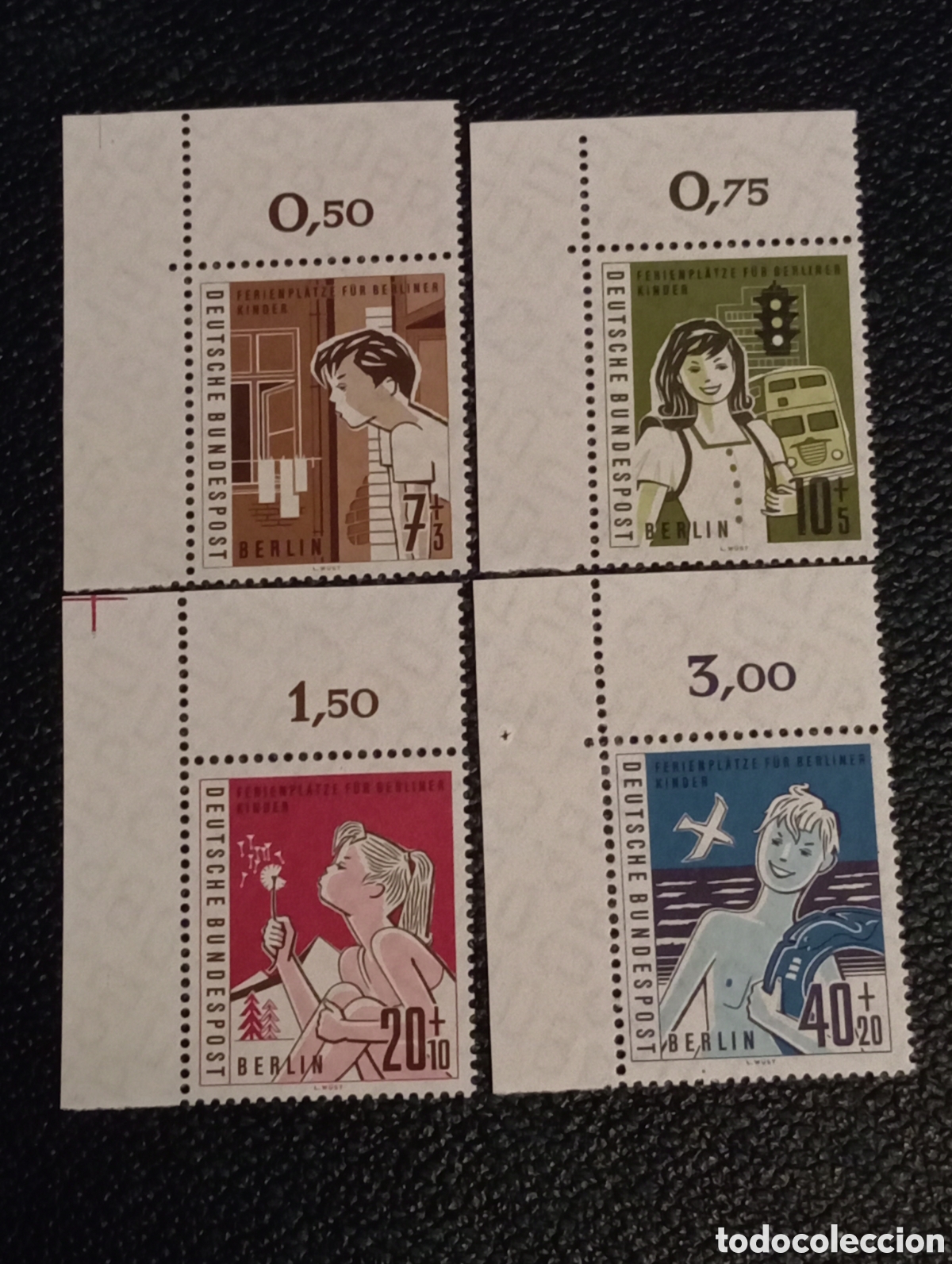Sellos: Berl&iacute;n Oeste 1960 - Serie Completa Vacaciones Ni&ntilde;os (Michel 193-196) MNH**