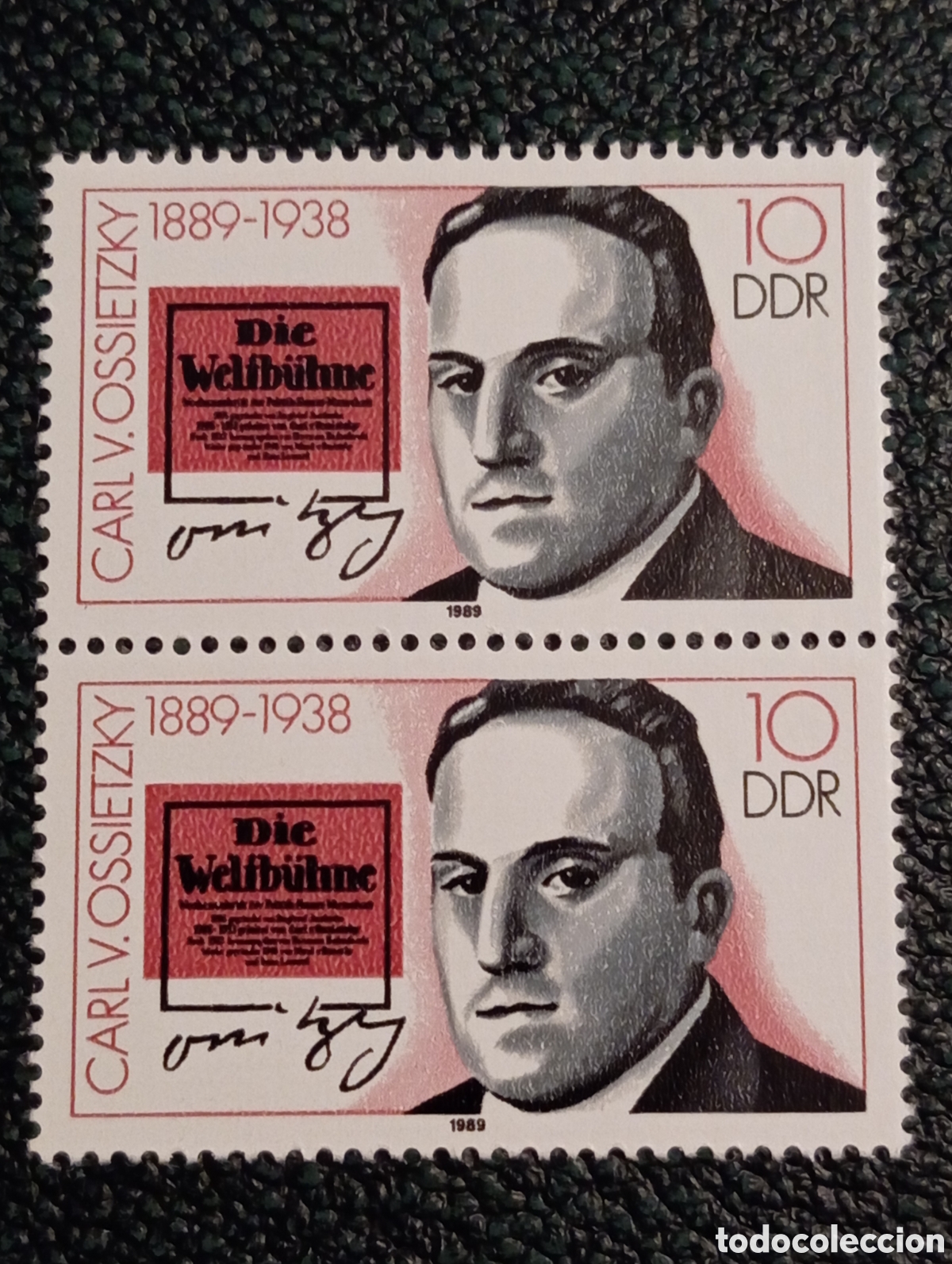 Sellos: Pareja de Sellos Alemania Oriental DDR 1989 Carl von Ossietzky Michel 3266 MNH