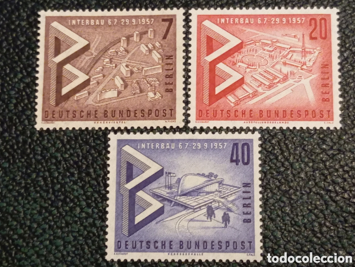 Sellos: Serie Completa Berl&iacute;n Occidental 1957 Interbau Michel 160-162 MNH**