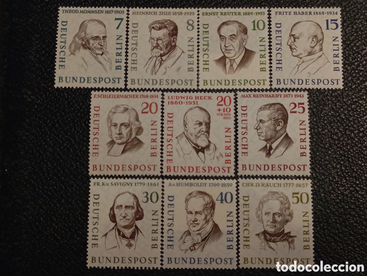 Sellos: Serie Completa Berl&iacute;n 1957 Hombres de la Historia Michel 163-172 Nuevo MNH**