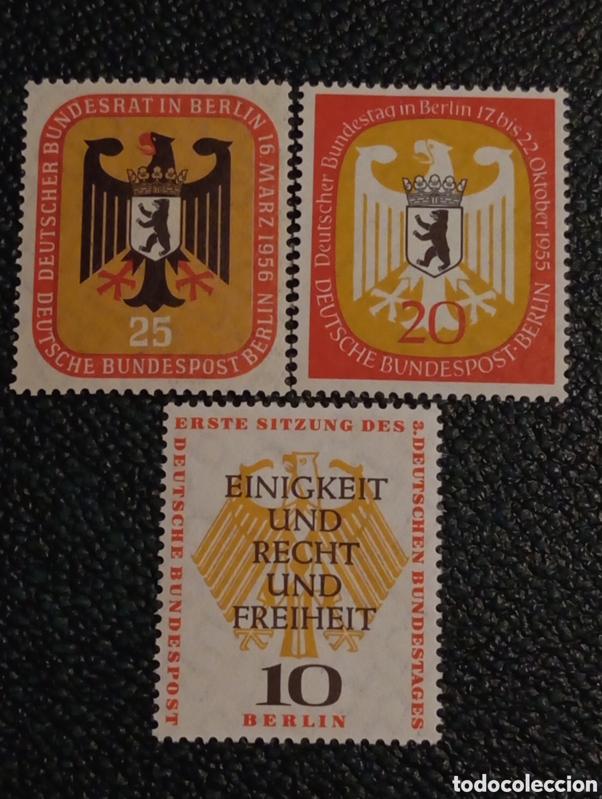 Sellos: Alemania Berlin 1955/56 Lote 3 Sellos Michel 130+131+139 MNH