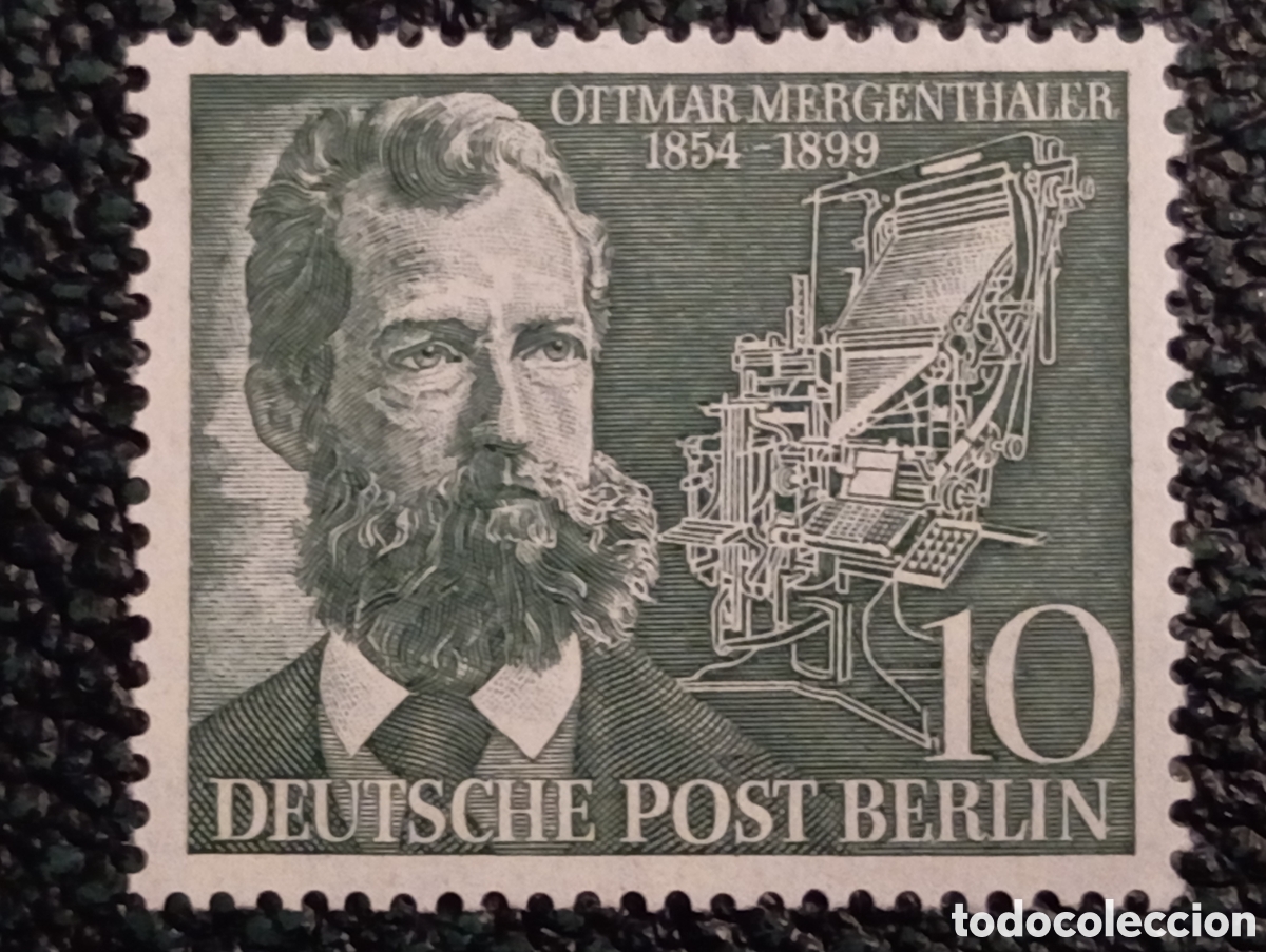 Sellos: Sello Alemania Berlin Michel 117 Ottmar Mergenthaler 10 Pf Linotipia MNH