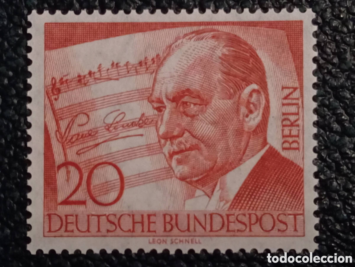 Sellos: Sello Alemania Berlin Michel 156 Compositor Paul Lincke 20 Pf Musik MNH