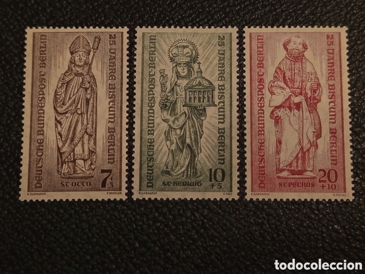 Sellos: Alemania Berl&iacute;n Occidental 1955 Obispado Serie Completa Michel 132-134 MNH