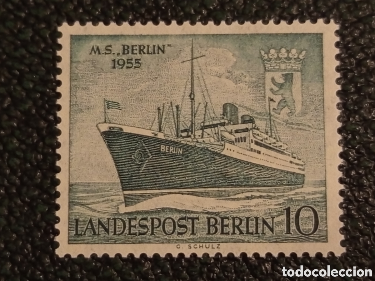 Sellos: Alemania Berl&iacute;n Occidental 1955 Buque MS Berlin Sello Michel 126 MNH