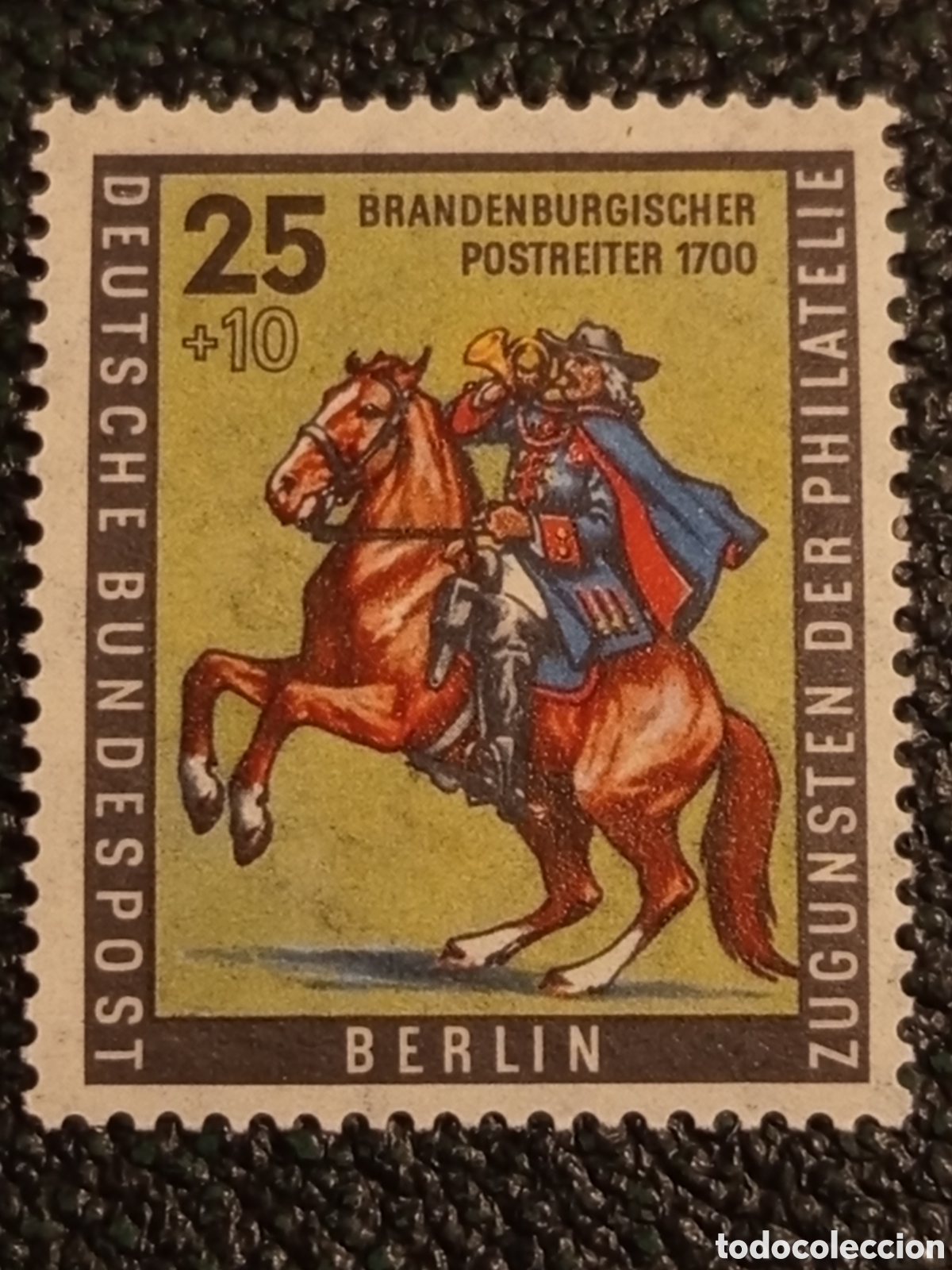Sellos: Alemania Berl&iacute;n Occidental 1956 Jinete Correos Sello Michel 158 MH