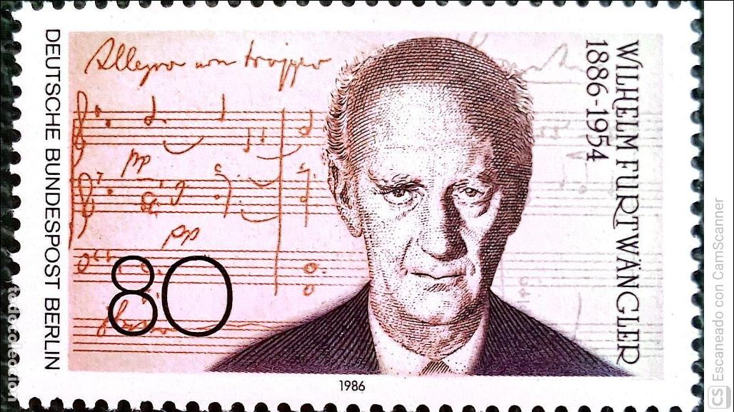 Sellos: Berl&iacute;n. 711 Wilhelm Furtw&auml;nggler, compositor y director de orquesta. 1986. Sellos nuevos y numeraci&oacute;