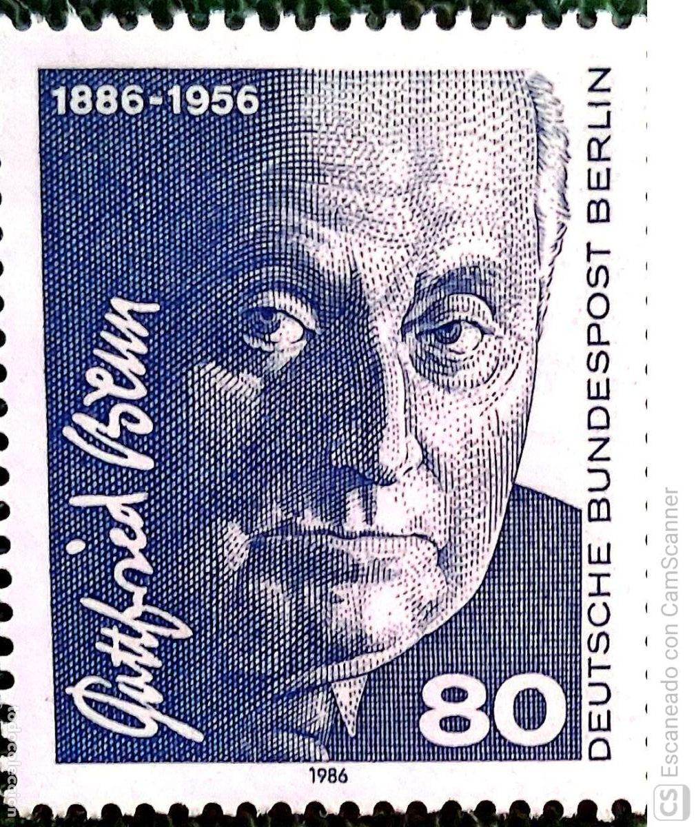 Sellos: Berl&iacute;n. 721 Gottfried Benn, poeta y periodista. 1986. Sellos nuevos y numeraci&oacute;n Yvert.