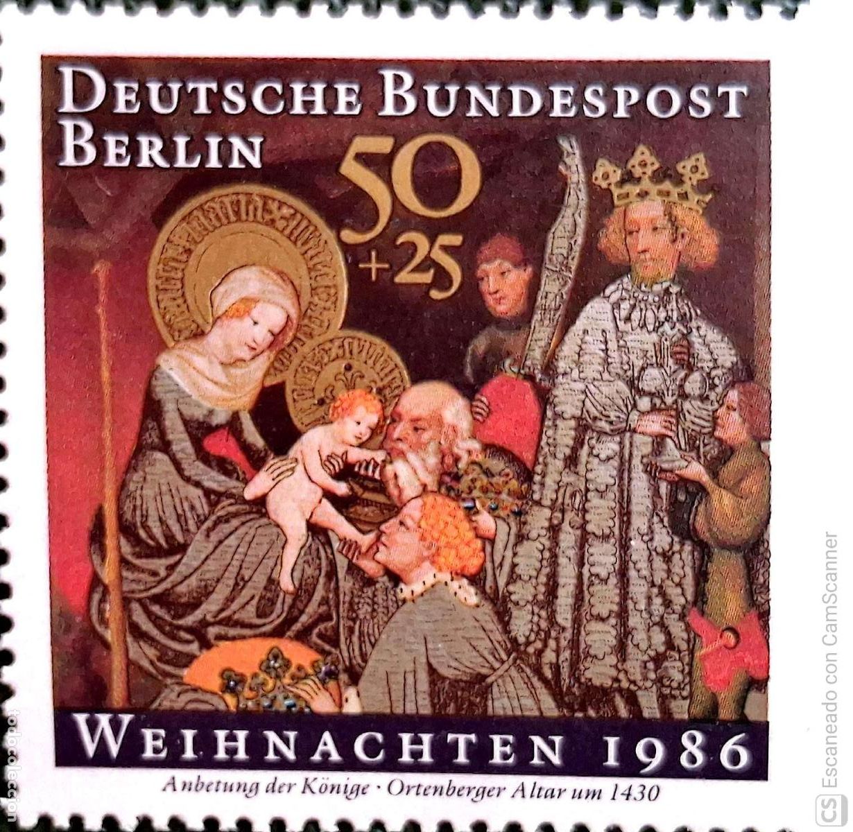 Sellos: Berl&iacute;n. 730 Navidad: Adoraci&oacute;n de los Reyes, en Ortenberger. 1986. Sellos nuevos y numeraci&oacute;n Yvert.