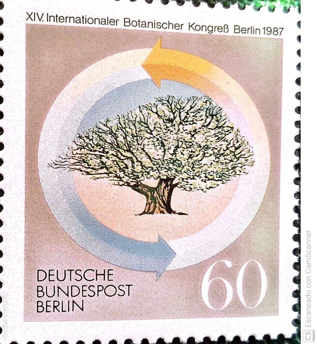 Sellos: Berl&iacute;n. 747 Congreso internacional de bot&aacute;nicos: Flecha circular y &aacute;rbol. 1987. Sellos nuevos y nume