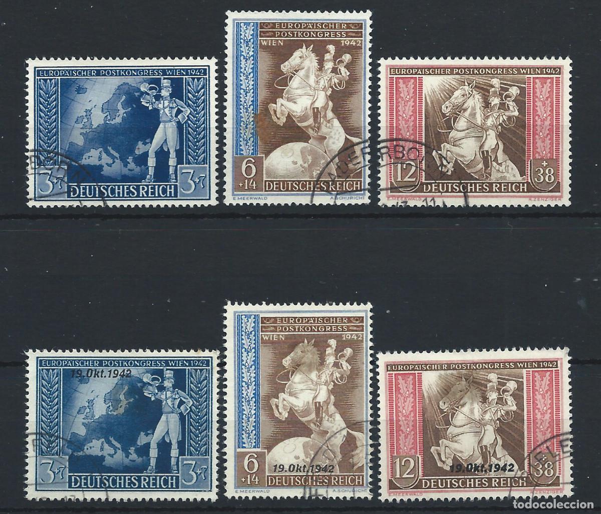 Sellos: Allemagne Empire N&deg;744/46C Obl (FU) 1942 - 1er Congr&egrave;s postal europ&eacute;en et cl&ocirc;ture