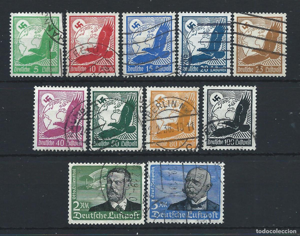 Sellos: Allemagne Empire PA N&deg;43/53 Obl (FU) 1934 - Aigle et personnages