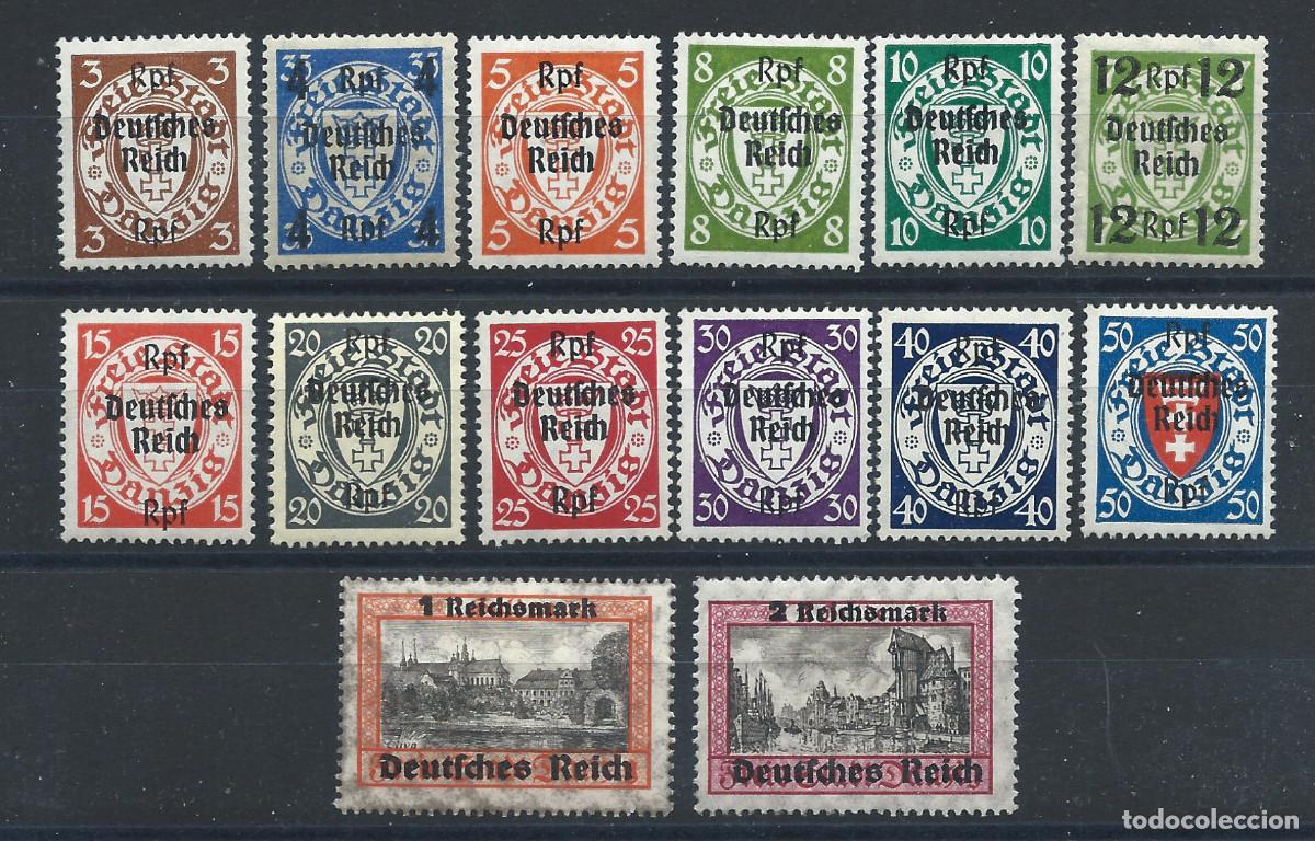 Sellos: Allemagne Empire (Dantzig) N&deg;258/71** (MNH) 1939 - Timbre de Dantzig en surcharge