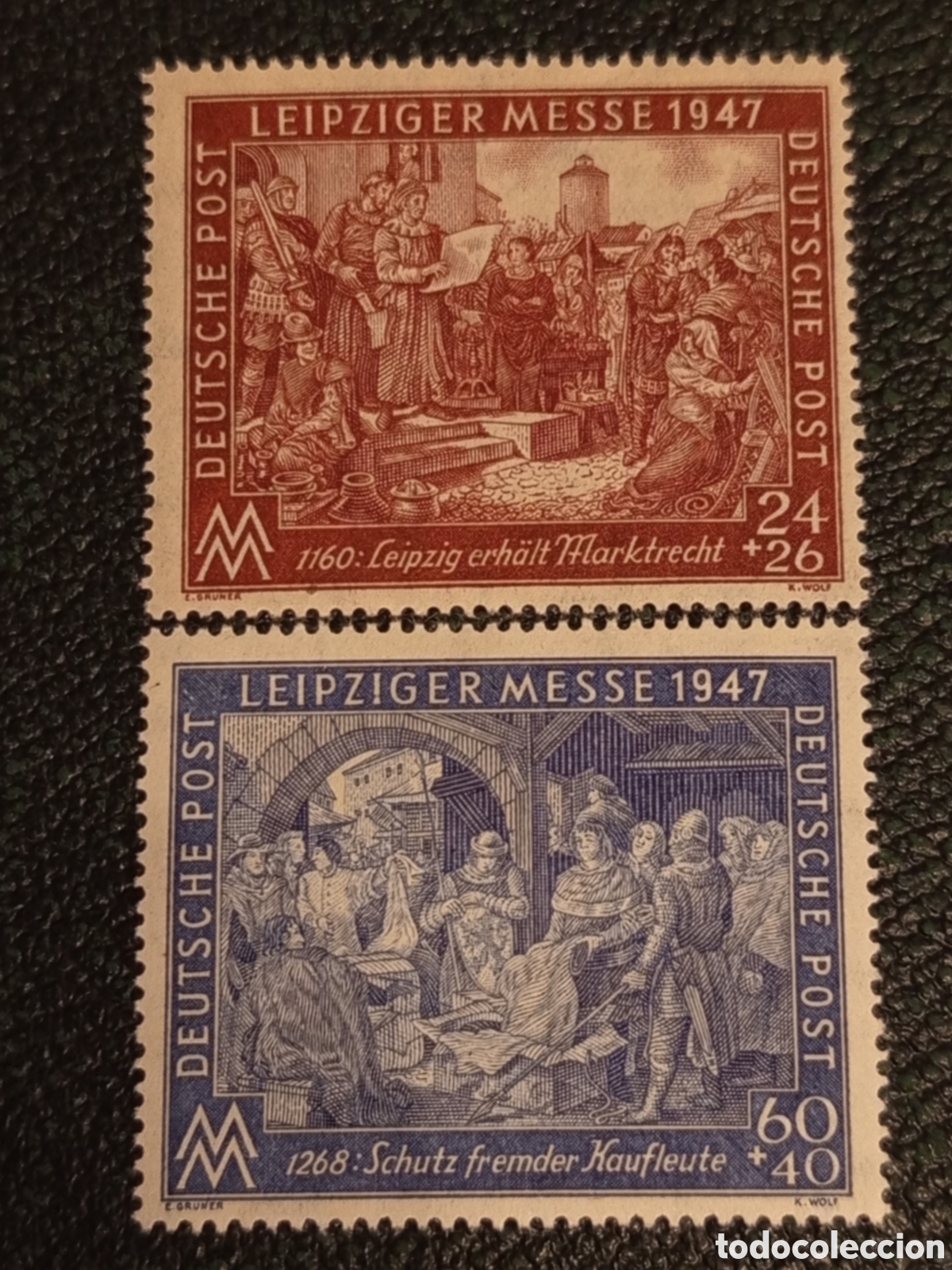 Sellos: Serie Alemania Feria Leipzig 1947 Ocupaci&oacute;n Aliada Alemania Cat Michel 941/42 MNH**